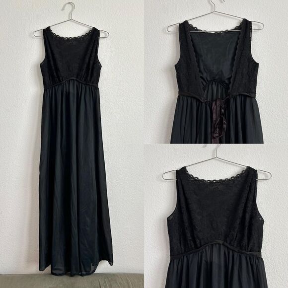Ver Marai Black Lace Nightgown - Picture 1 of 8